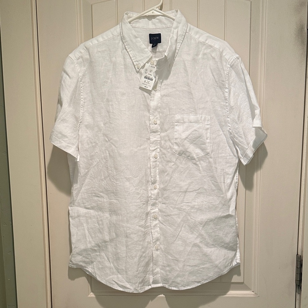 J. Crew. Linen blend white casual beachy shirt